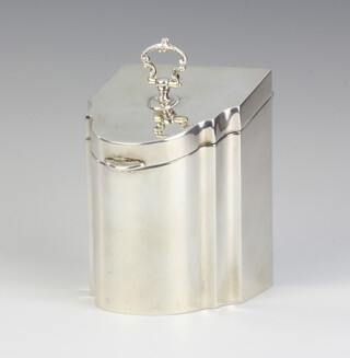 A novelty silver trinket box in the form of a Georgian knife box, Birmingham 1919, 9cm, 163 grams