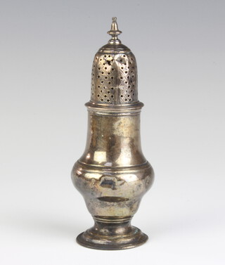 A George II silver pepperette of baluster form, London 1737, 69 grams