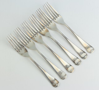A set of 6 silver dessert forks with engraved monogram Sheffield 1920, 250 grams