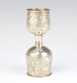 A Continental silver spirit measure decorated with scrolling flowers 10cm, 63 grams 
