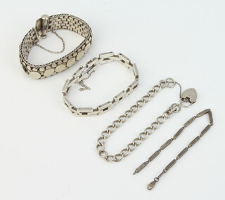 Four silver bracelets 122 grams