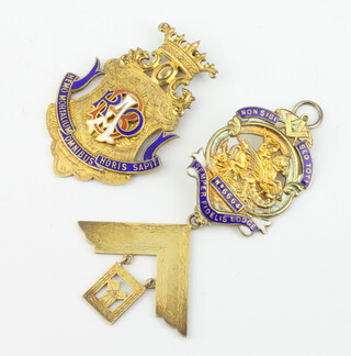 Two silver gilt Masonic jewels, 46 grams