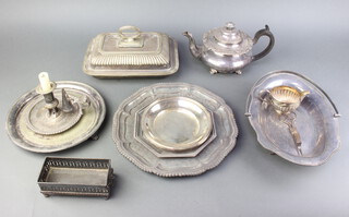 A silver plated Victorian teapot and minor plated wares 