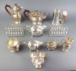 A silver plated 4 piece tea set and minor plated wares 