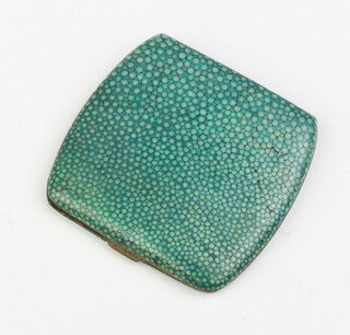 A 1930's shagreen covered metal compact 
