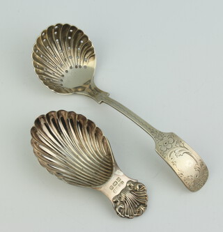 A GeorgIan style silver caddy spoon Birmingham 1978 and sifter spoon 46 grams