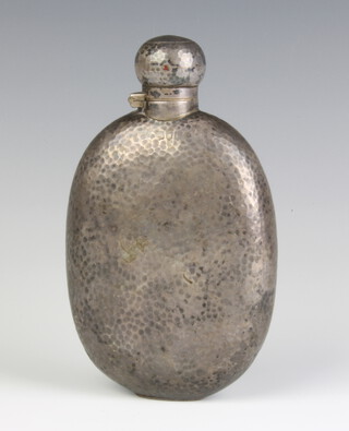 A Victorian silver hammered pattern hip flask, London 1895, 16cm, 178 grams