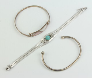 A silver necklace and 3 bracelets, 153 grams