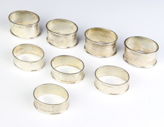Two sets of 4 oval 925 napkin rings, 193 grams 