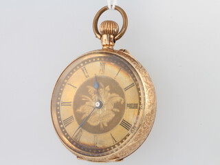 A lady's 14ct yellow gold fob watch with champagne dial 35mm 
