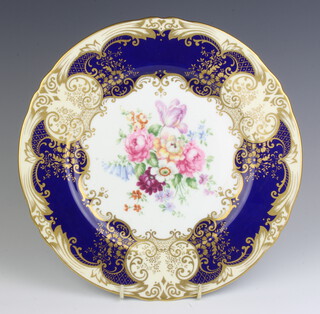 A Staffordshire cabinet plate decorated with spring flowers 17cm 