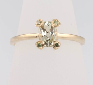 A 9ct yellow gold gem set ring size P 1/2, 2.2 grams