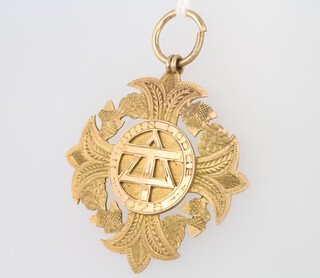 A 9ct yellow gold engraved fob 6.2 grams