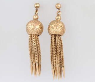 A pair of Edwardian 9ct yellow gold tassel earrings 8.3 grams 