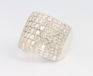 A silver diamond set dress ring size L 1/2
