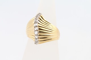 An 18ct yellow gold gem set dress ring, size O, 5 grams