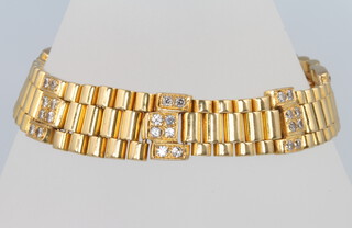 An 18ct yellow gold diamond set Rolex bracelet, 42.6 grams 