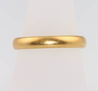 A 22ct yellow gold wedding band size R, 7.3 grams