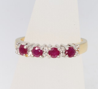 An 18ct yellow gold ruby and diamond ring size M, 4.2 grams