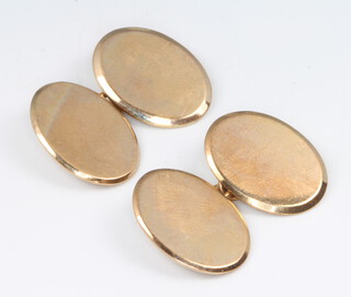 A pair of 9ct yellow gold oval cufflinks 9.5 grams 