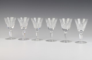 Six Waterford Crystal tapered sherry glasses