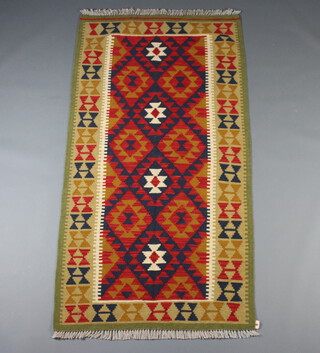 A green, blue and red ground Maimana kilim 199cm x 103cm 