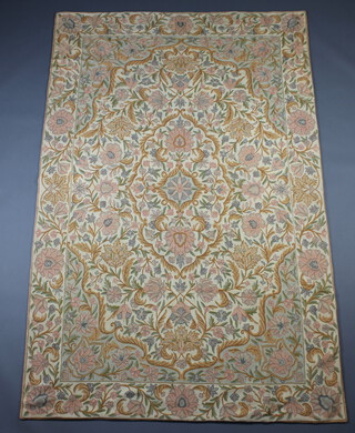 A Kashmiri stitched wool work floral patterned panel 232cm x 147cm 