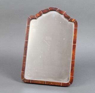 A 1930's arch shaped easel plate mirror contained in a tortoiseshell frame 36cm x 23cm 