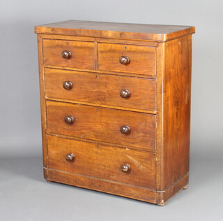 A Victorian mahogany D shaped chest of 2 short and 3 long drawers with tore handles 110cm h x 98cm w x 46cm d 