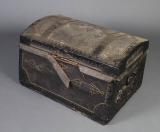 A 19th Century domed and studded leather trunk 43cm h x 76cm w x 44cm d 