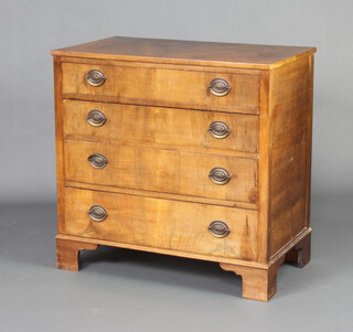 A Georgian style mahogany chest of 4 long drawers raised on bracket feet 82cm h x 84cm w x 48cm d 