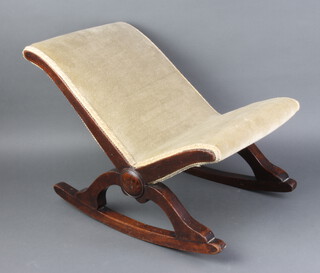 A Victorian mahogany show frame rocking gout stool 36cm x 47cm x 33cm 
