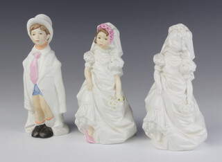 Two Royal Worcester figures - Wedding Day 18cm, together with a white glazed undecorated proof copy 18cm 