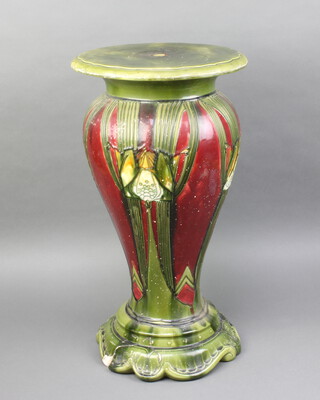 An Art Nouveau Minton jardiniere stand decorated with stylised flowers 60cm 