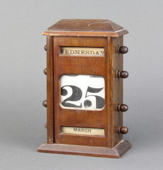 A Victorian perpetual calendar contained in a mahogany case 20cm x 14cm x 7cm