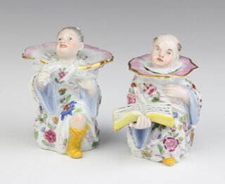 A pair of 19th Century German figures of a lady and gentleman in the form of a pounce pot and an inkwell 8cm 