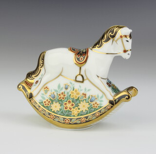 A Royal Crown Derby Imari pattern paperweight - Treasures of Childhood rocking horse (no stopper) 11cm 