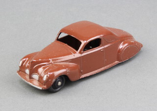 Dinky, a 1947-50 moel of  Lincoln Zephyr Coupe (39c) in brown with ridged hubs