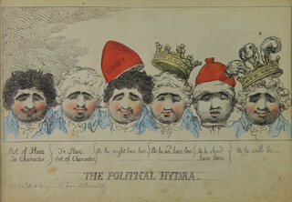 18th Century coloured cartoon "The Political Hydra" 24cm x 34cm 