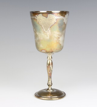 A silver goblet with vinous decoration Birmingham 1966, 14cm, 130 grams