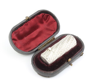 A Victorian silver scent with engine turned decoration, London 1888, maker S Mordan and Co. 5cm contained in a fitted case