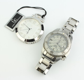 A gentleman's steel cased Invicta calendar wristwatch and a gents steel cased pocket watch 