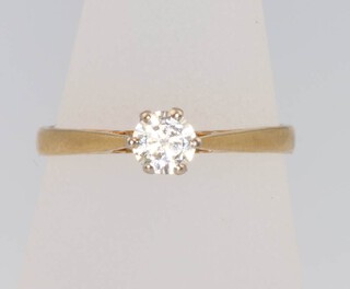 An 18ct yellow gold single stone brilliant cut diamond ring approx. 0.3ct, size M