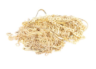 A quantity of 9ct yellow gold necklaces, 37 grams 
