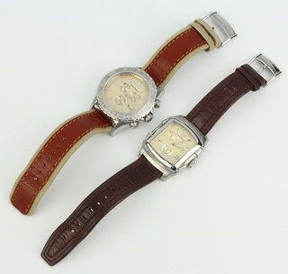 A gentleman's steel cased Tommy Bahama wristwatch on leather strap together with a ditto chronograph, boxed