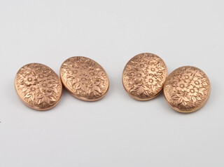 A pair of 9ct yellow gold engraved cufflinks, 4.2 grams 