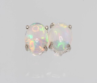 A pair of Ethiopian opal ear studs 