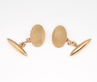 A pair of 9ct yellow gold engine turned cufflinks 4.4 grams 