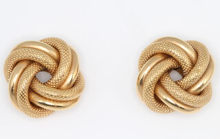 A pair of 9ct yellow gold knot earrings 4.2 grams 