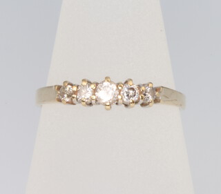 A 9ct yellow gold 5 stone diamond ring, size N, 1.6 grams